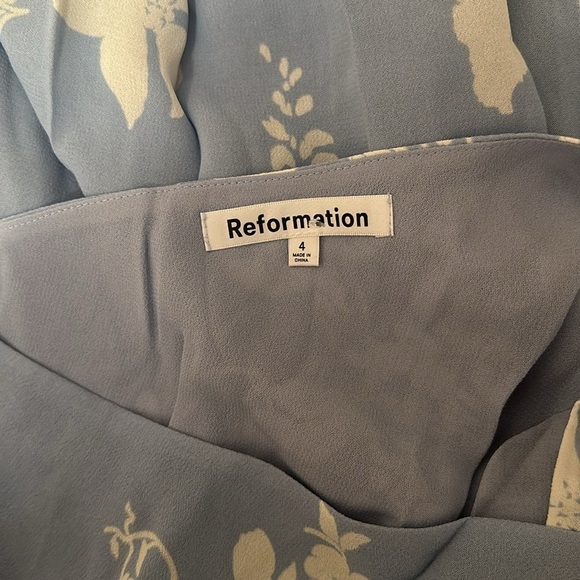 NEW Reformation Evelyn Maxi Dress One Shoulder Side Slit Aliso Blue Floral  sz 4 - Picture 8 of 15